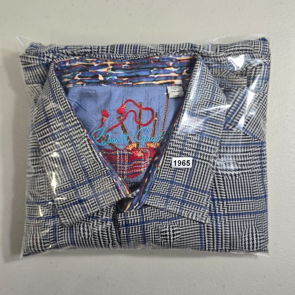 ROBERT GRAHAM Men's Dash Art Long Sleeve Button Up XXL 2XL Gray Blue - Picture 13 of 13